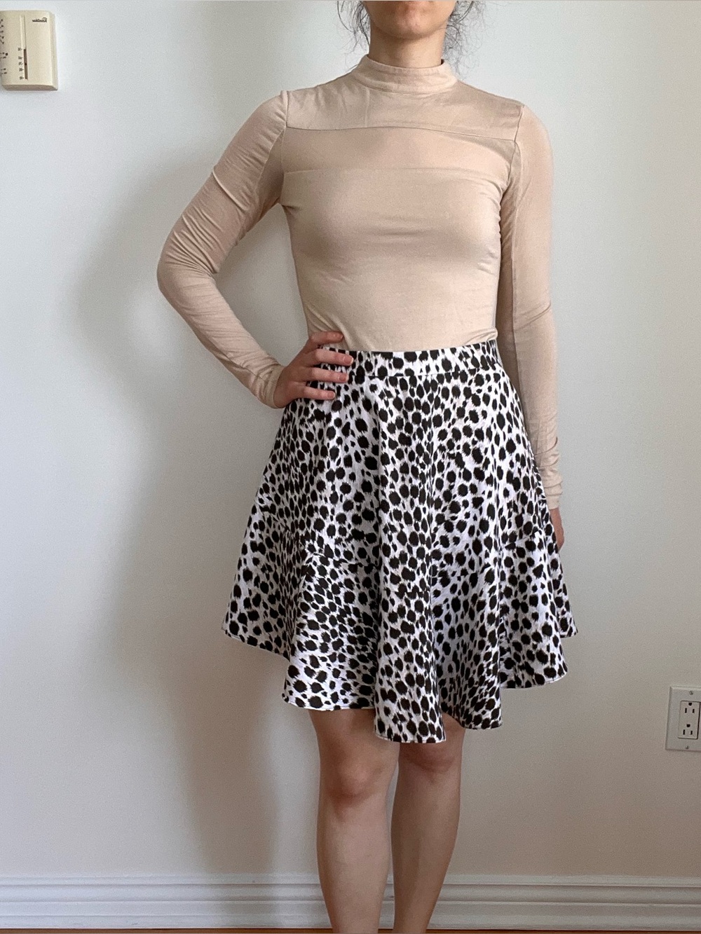Club Monaco Brown And White Cheetah Print Skater Skirt